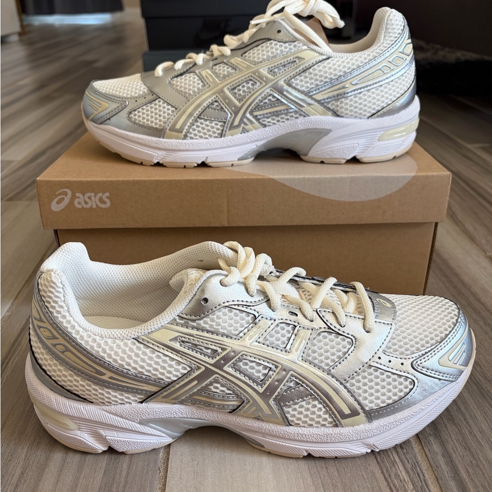 Women's ASICS GEL-1130 Casual Shoes - Cream Pure Silver 1202A164-107 - Picture 2 of 6